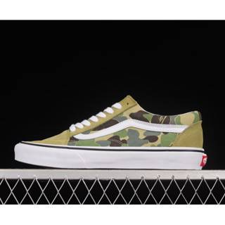 รองเท้าผ้าใบลําลอง รุ่น Bape x Vans Old Skool ลายพราง สีเขียว