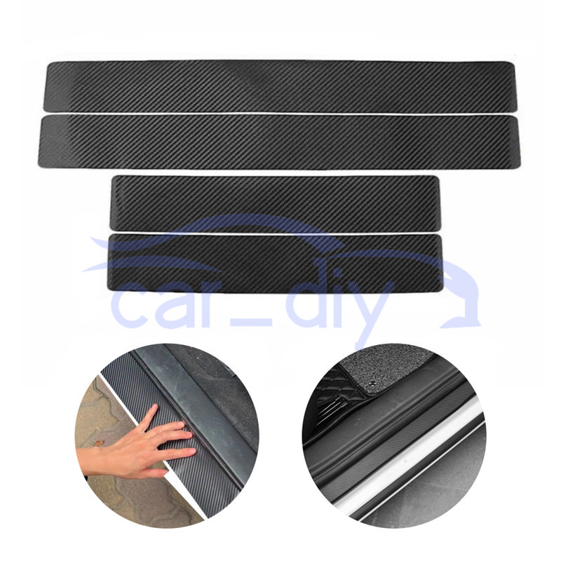 4pcs/set แถบป้องกันธรณีประตูรถยนต์สากล ประตูอัตโนมัติสติกเกอร์คาร์บอนไฟเบอร์ฟิล์มป้องกันรอยขีดข่วนอุปกรณ์เสริม SUV ตกแต่ง