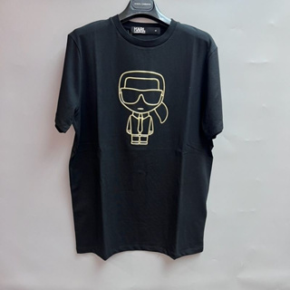 เสื้อยืดแขนสั้น ผ้าฝ้าย พิมพ์ลาย KARL LAGERIELD สไตล์คลาสสิก สําหรับผู้ชาย