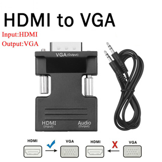 อะแดปเตอร์แปลง HDMI เป็น VGA (HDMI) ตัวเมีย เป็น (VGA ) ตัวผู้ ขนาดเล็ก พร้อมสายอะแดปเตอร์เสียง รองรับเอาต์พุตสัญญาณ 1080P