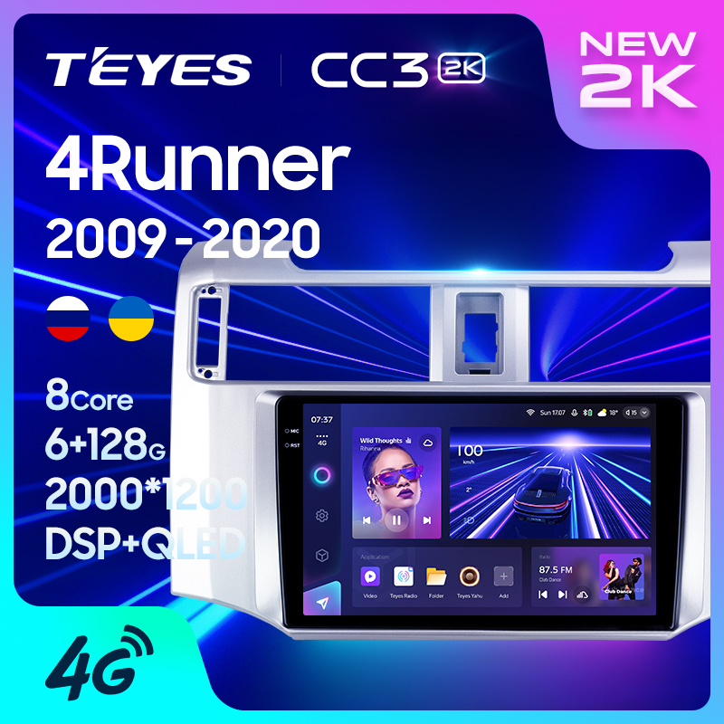 Teyes เครื่องเล่นมัลติมีเดีย วิทยุ CC3 2K GPS Android 10 No 2din 2 din dvd สําหรับ Toyota 4Runner 5 N280 2009-2020