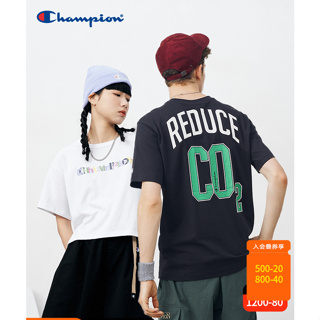 Championt เสื้อยืดลําลอง แขนสั้น คอกลม พิมพ์ลายตัวอักษร ทรงหลวม สําหรับผู้ชาย และผู้หญิง