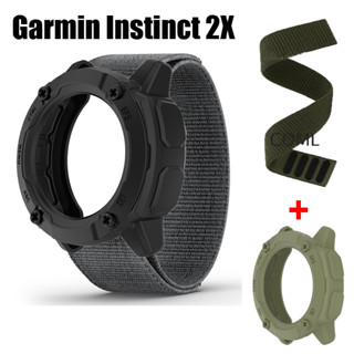 สําหรับ Garmin Instinct 2X เคสสมาร์ทวอทช์ กีฬา TPU นิ่ม ป้องกัน กันชน สายรัด ไนล่อน สร้อยข้อมือ