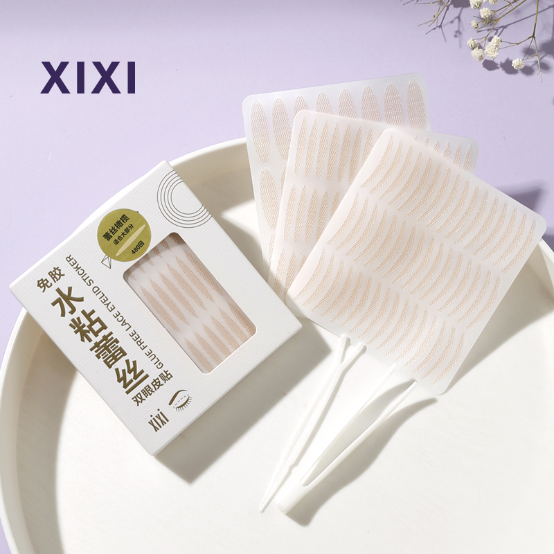 Xixi สติกเกอร์เทปกาวติดตาสองชั้น มีกาวในตัว สีเบจใส 480 รอบ NO.GJ-24A