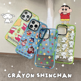 Original glitter CASE.TIFY Crayon Shin-chan Phone Case for iphone 14 14pro 14promax 12 12ProMax 13promax 13 case High-end shockproof hard case Cute cartoon figure pattern iPhone 11 case Official New Design Style Blue Green