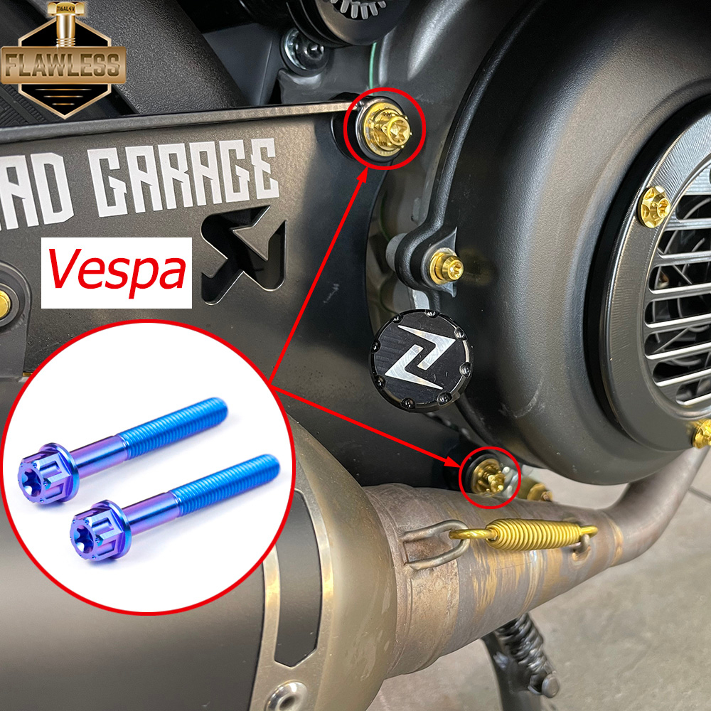 FLAWLESSTI Vespa Sprint 150 Primavera 150 S 125 น็อตยึดท่อ น๊อตไททาเนียม เกรด5