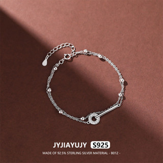 Jyjiayujy สร้อยข้อมือเงินสเตอร์ลิง 100% S925 ประดับเพทาย สีขาว ทรงกลม 3 มม. คุณภาพสูง แฟชั่น B012