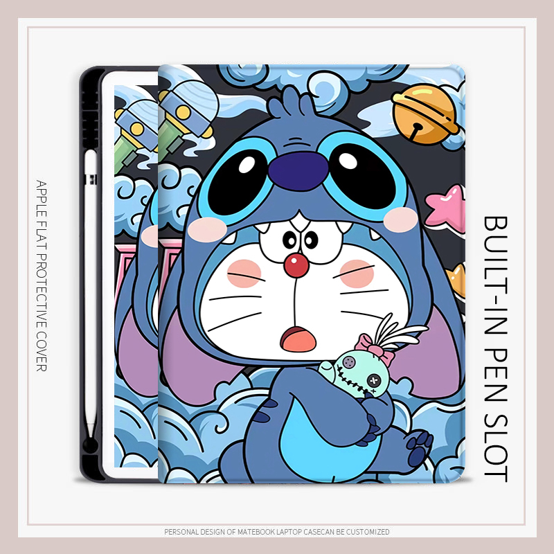 เคส ลายโดเรม่อน พร้อมช่องใส่ปากกา สําหรับ ipad mini 1 2 3 4 5 6 Air 1 2 3 4 5 2017 2018 pro 10.5 11 2022 gen10 10.2 gen 7 8 9
