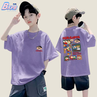 Bxpb เสื้อยืดลําลอง ผ้าฝ้าย แขนสั้น ระบายอากาศ ทรงหลวม ลายการ์ตูน ใส่สบาย เหมาะกับฤดูร้อน สําหรับเด็กผู้ชาย 100-160 ซม.