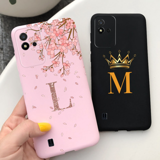 เคสโทรศัพท์มือถือ ซิลิโคนนิ่ม TPU ลายดอกไม้ มงกุฎ ตัวอักษร สําหรับ Realme Narzo 50i RMX3235 Narzo50i