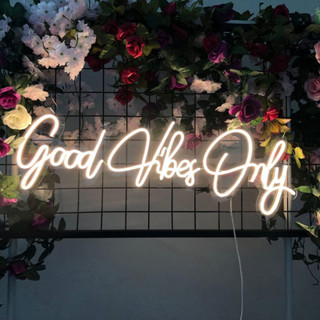 ป้ายไฟนีออน ลาย Good Vibes Only Neon สําหรับตกแต่งผนังบ้าน ผับ บาร์ คลับ อพาร์ทเมนต์ ปาร์ตี้คริสต์มาส