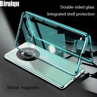 Biruiqu เคสกระจกนิรภัย กรอบโลหะ กันกระแทก สองด้าน แม่เหล็ก สําหรับ Realme 11 Pro + Realme 11 Pro Plus