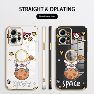 เคสโทรศัพท์มือถือ ซิลิโคนนุ่ม ลายนักบินอวกาศ NASA พร้อมแหวนขาตั้ง สําหรับ Xiaomi Redmi Note 12 4G 5G Note 12S 12 Pro 5G 12 Pro Plus Poco X5 Pro