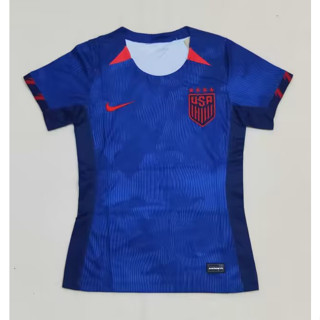 เสื้อกีฬาแขนสั้น ลายทีมชาติฟุตบอล USA ชุดเยือน สีฟ้า สําหรับผู้หญิง 2023