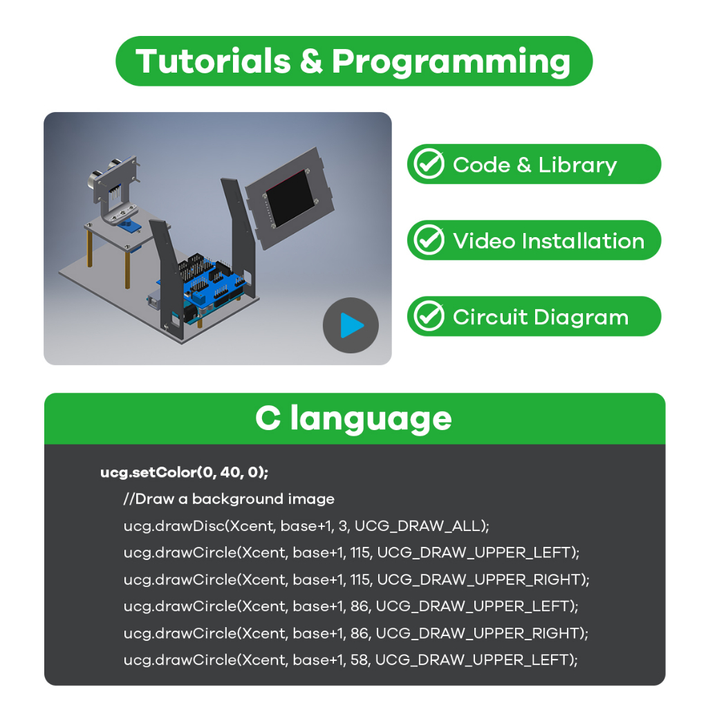Lafvin ชุดหุ่นยนต์เซนเซอร์อัลตราโซนิก เรดาร์จําลอง DIY สําหรับ Arduino พร้อมหน้าจอ UNO R3 1.8 นิ้ว TFT sg90 Servo - รูปที่ 4