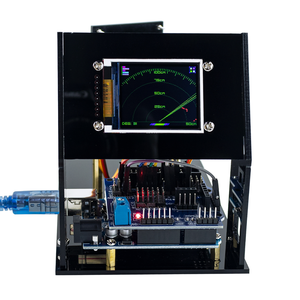 Lafvin ชุดหุ่นยนต์เซนเซอร์อัลตราโซนิก เรดาร์จําลอง DIY สําหรับ Arduino พร้อมหน้าจอ UNO R3 1.8 นิ้ว TFT sg90 Servo - รูปที่ 3