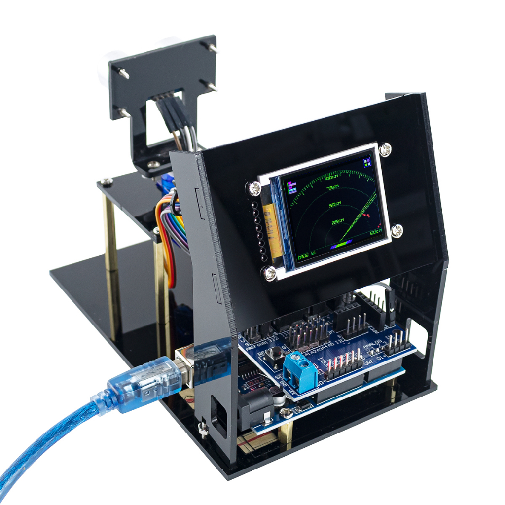 Lafvin ชุดหุ่นยนต์เซนเซอร์อัลตราโซนิก เรดาร์จําลอง DIY สําหรับ Arduino พร้อมหน้าจอ UNO R3 1.8 นิ้ว TFT sg90 Servo - รูปที่ 5