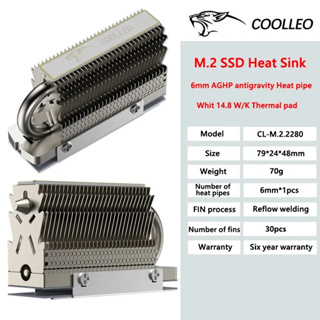 Coolleo CL-M.2 2280 M.2 โซลิดสเตทไดรฟ์ AGHP หม้อน้ําระบายความร้อน SSD ชุบไฟฟ้า