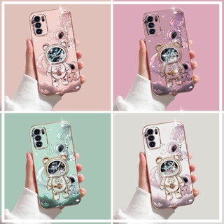 เคส Oppo A53 2020 A33 A54 4G A55 4G A16 A16S A54S A83 A59 F1S A91 A94 4G Reno 5F A1K A73 2020 ขอบตรงชุบทรายดูดนักบินอวกาศกรณีโทรศัพท์มือถือ