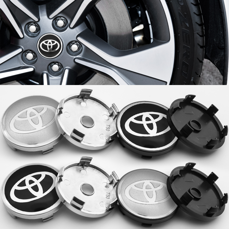 Toyota 4pcs 60mm Car Hub Cap Center Cap ล้อยางอุปกรณ์เสริมมาตรฐานรถยนต์สําหรับ Toyota Camry Highlander Avalon COROLLA YARIS-L LEVIN C-HR Wildlander