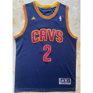 เสื้อกีฬาบาสเก็ตบอล ปักลาย Cleveland Cavaliers 2 Kyrie Irving สีน้ําเงินเข้ม 2015 สําหรับผู้ชาย