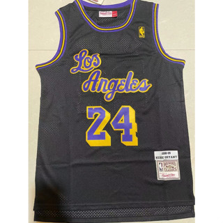 เสื้อกีฬาบาสเก็ตบอล ปักลาย Los Angeles Lakers 24 Kobe Bryant สีดํา สไตล์เรโทร สําหรับผู้ชาย