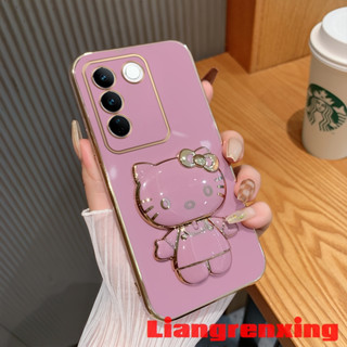 เคส vivo v27 5g vivo V27e 2023 เคสซิลิโคนนิ่ม ลายการ์ตูนแมว พร้อมที่จับ สําหรับ vivo v27 5g vivo V27e 2023 DDKTM01 น่ารัก ลายการ์ตูน กันกระแทก