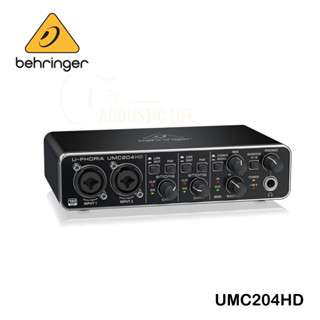 Behringer U-Phoria UMC204HD ออดิโอไฟล์ 2x4, 24-Bit/192 kHz อินเตอร์เฟซ USB เสียง MIDI พร้อมไมโครโฟน พรีแอมป์