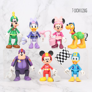 โมเดลฟิกเกอร์ PVC รูปดิสนีย์ มิกกี้เมาส์ มินนี่เมาส์ โดนัลด์เดซี่ Goofy Race Car Driver Q Version ขนาด 7-10 ซม. 7 ชิ้น ต่อชุด