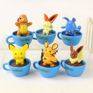 โมเดลฟิกเกอร์ PVC อนิเมะโปเกม่อน Charmander Pichu Victini Dedenne Azumarill Q Version 6 ชิ้น ต่อชุด