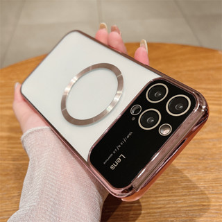 สําหรับ iPhone 11 12 Pro Max เคสแฟชั่น ไร้สาย ชาร์จ แม่เหล็ก ชุบใส TPU นิ่ม เคสป้องกัน พร้อมฟิล์มเลนส์กล้อง