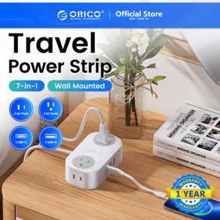 ORICO USB Type-c พอร์ต AC ปลั๊กต่อขยายแบบพกพา 45° Angle Thin Flat Plug with screw mounts for home and office and travel Multi Safety Protection (JY1)