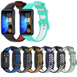 สายสําหรับ Huawei Band 8 สายนาฬิกาข้อมือสมาร์ทวอทช์ สองสี การออกแบบกีฬา สายรัดข้อมือ พรีเมี่ยม ซิลิโคน ฟิตเนส แทรคเกอร์