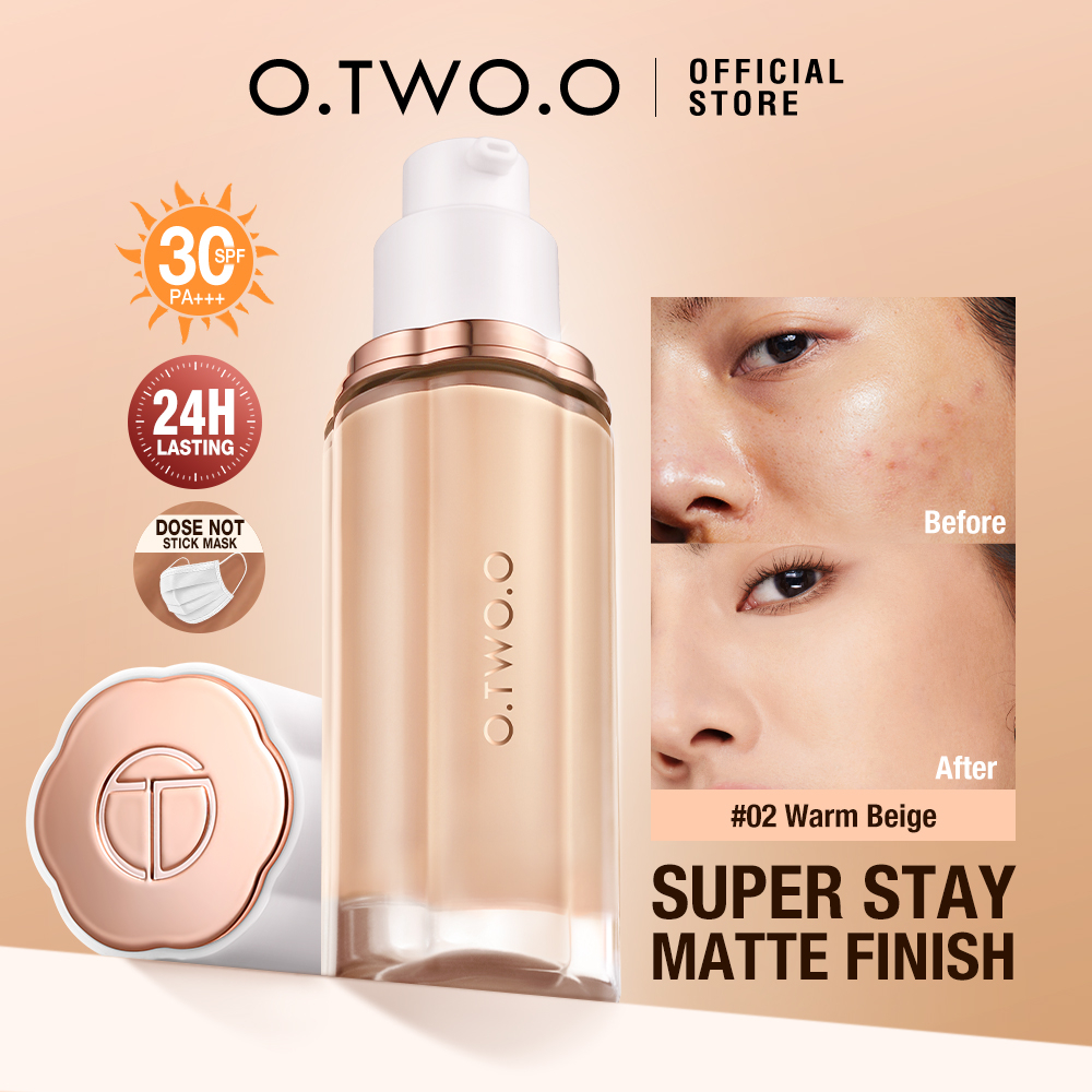 O.Two.O Foundation Face Makeup ติดทนนาน 24h 3 สีคอนซีลเลอร์ธรรมชาติ Matte Soft Mist Locking