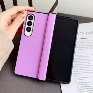 เคสโทรศัพท์มือถือหนัง สีพื้น สําหรับ Samsung Galaxy Z Fold 3 4