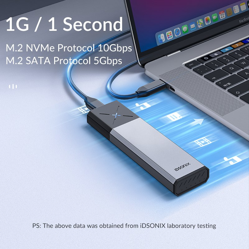 iDsonix M.2 SSD NVMe Enclosure Type C เคสฮาร์ดไดรฟ์ภายนอก SATA NGFF NVMe Dual Protocol เคสฮาร์ดดิสก์ สําหรับ Macbook แล็ปท็อป พีซี