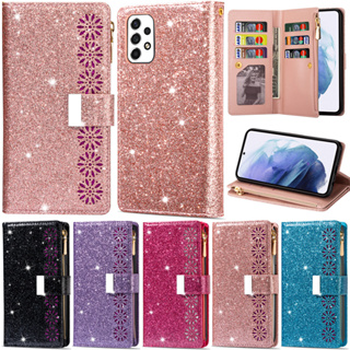 เคสโทรศัพท์หนัง PU นิ่ม ฝาพับ พร้อมช่องใส่บัตร มีซิป หรูหรา สําหรับ Samsung Galaxy A34 5G A54 5G A24 4G A14 5G A13 A33 5G A53 5G A04 A04S A03 A03S M13 5G