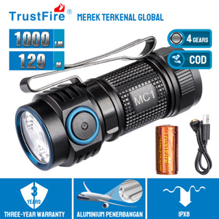 Trustfire MC1 ไฟฉาย LED 1000lm พร้อมที่ชาร์จแม่เหล็ก และหางแม่เหล็ก ขนาดกะทัดรัด และน้ําหนักเบา แบบพกพา (ยาว 70 มม.) เหมาะสําหรับกิจกรรมกลางแจ้ง เช่น เดินป่า และปีนเขา