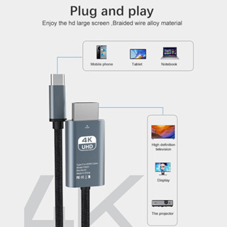 อะแดปเตอร์สายเคเบิล USB C 3.1 เป็น HDMI 4K Type C เป็น HDMI สําหรับ MacBook Samsung Galaxy S9 S8 Note 9 Huawei USB-C HDMI