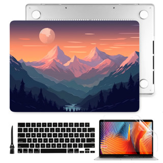 4-in-1 เคสพลาสติก ลายภูมิทัศน์ สําหรับ MacBook M1 M2 Crystal Shell Air Pro 11 12 13 14 15 16 นิ้ว A2941 A2681 A2338 A2779 A2442 A2780 A2485 Air A2337 A2179 Pro A2251 A1466 A1369