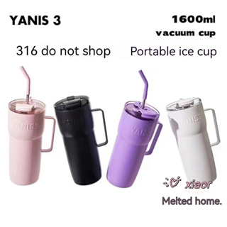 YANIS-3 ซีรีส์ 316 สแตนเลสฉนวนกันความร้อนถ้วยกาแฟความจุขนาดใหญ่ 1600ml ถ้วยน้ำแข็งดื่มคู่ Y-3 ซีรีส์การดื่มถ้วยกาแฟบิ๊กไมค์ที่มาพร้อมกับถ้วย