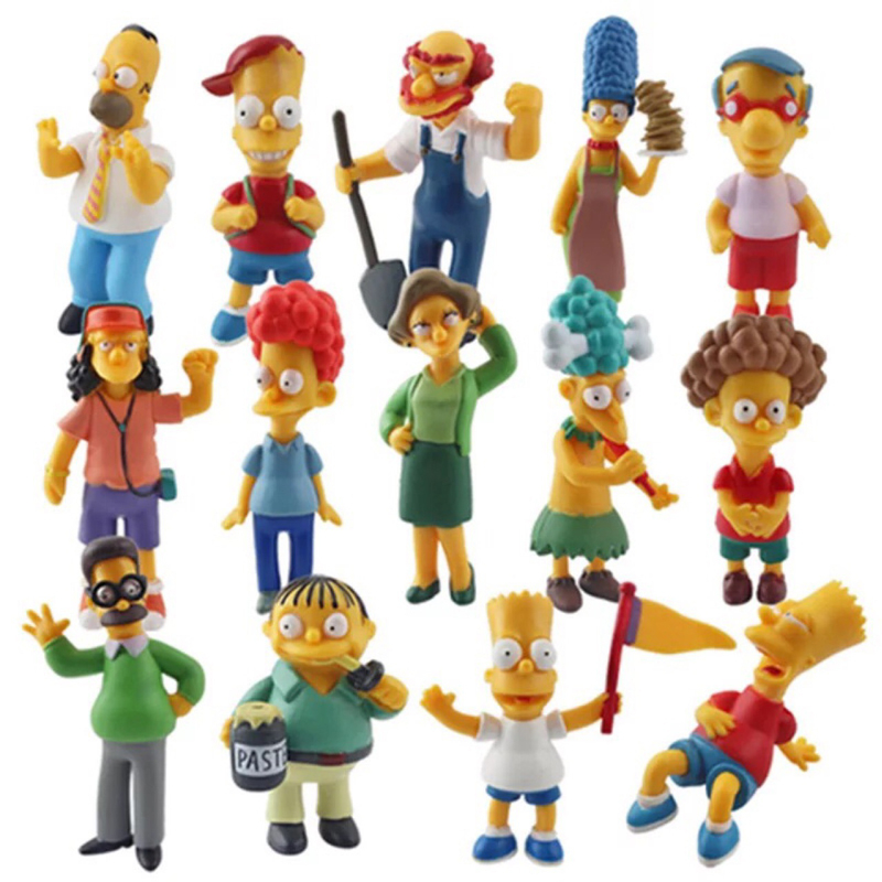 โมเดลฟิกเกอร์ PVC ชุดตัวละคร The Simpsons ขนาด 6-12 ซม. 14 ชิ้น Homer, Marge, Bart, Ned Flanders
