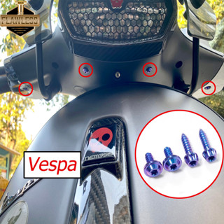 FLAWLESSTI Vespa Sprint 150 Primavera 150 ฝาครอบหัวน็อตด้านหน้า น๊อตไททาเนียม เกรด5