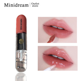 Herorange  Double-head lip golss (Matte lipstick+ip Glaze Raincoat)ลิปสติกแมทท์เหลวกันน้ําให้ความชุ่มชื้น