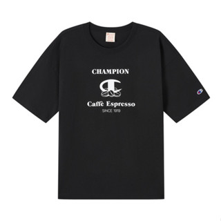 Champion Champion เสื้อยืดแขนสั้น ผ้าฝ้ายแท้ พิมพ์ลายธีมเมล็ดกาแฟ สีดํา แฟชั่นฤดูร้อน สําหรับผู้ชาย 2023