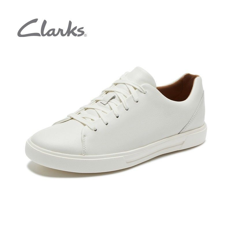 Clarks 【Un Costa Lace】รองเท้าผ้าใบลําลอง หนังวัวแท้ ขนาดเล็ก สีขาว สําหรับผู้ชาย เหมาะกับการเล่นกีฬา