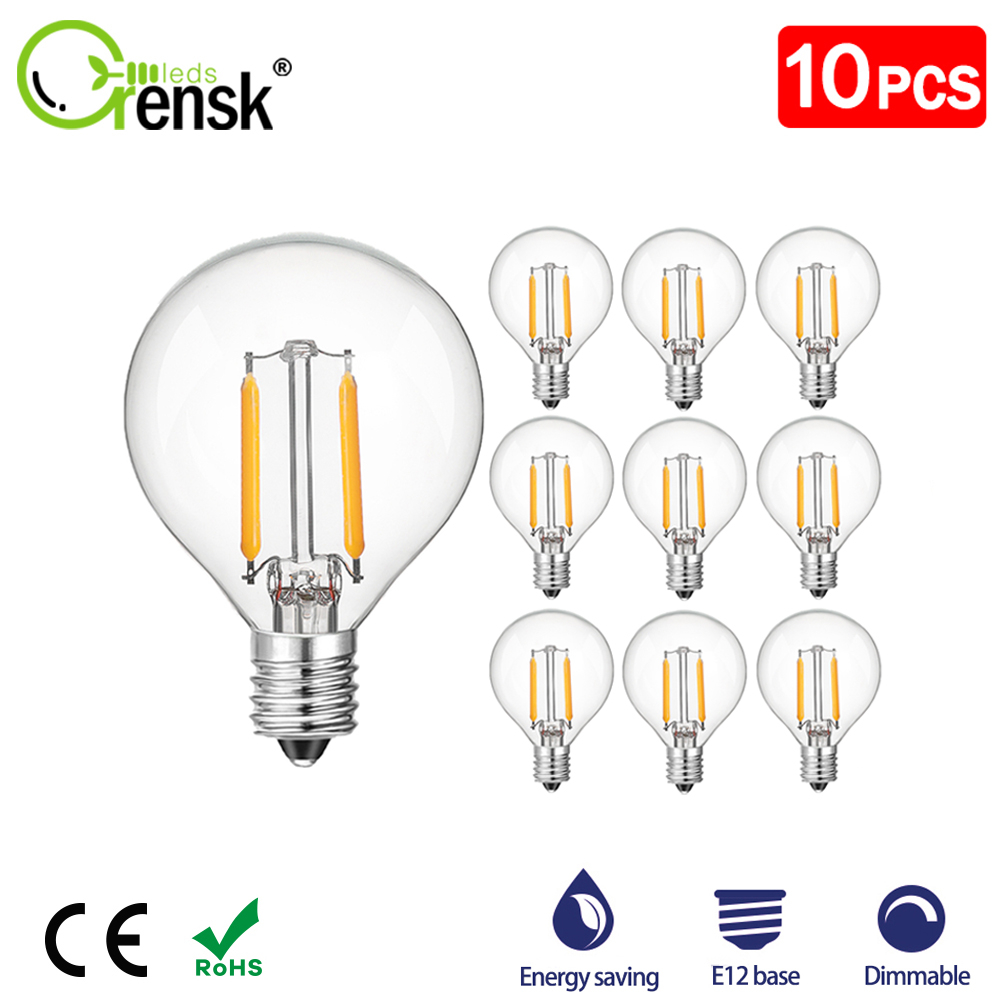 หลอดไฟ E12 หรี่แสงได้ 1.5W G40 LED 220V สีขาวอบอุ่น ประหยัดพลังงาน 90% แบบเปลี่ยน