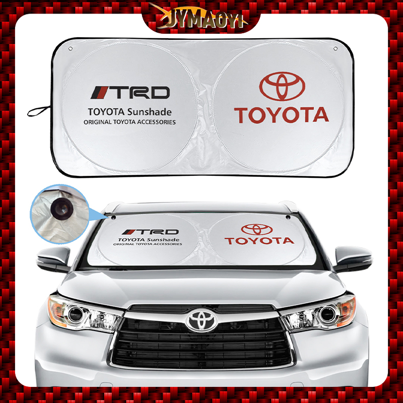 ใหม่ Toyota TRD รถด้านหน้ากระจกรถยนต์ Sun Visor ฝาครอบขนาดใหญ่พับบังแดดความร้อน Uv Protection Sun Protection