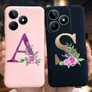 เคสโทรศัพท์มือถือ ซิลิโคนนิ่ม ลายดอกไม้ ตัวอักษร แฟชั่น สําหรับ Realme C53 4G C53 C 53 Narzo N53 RMX3760