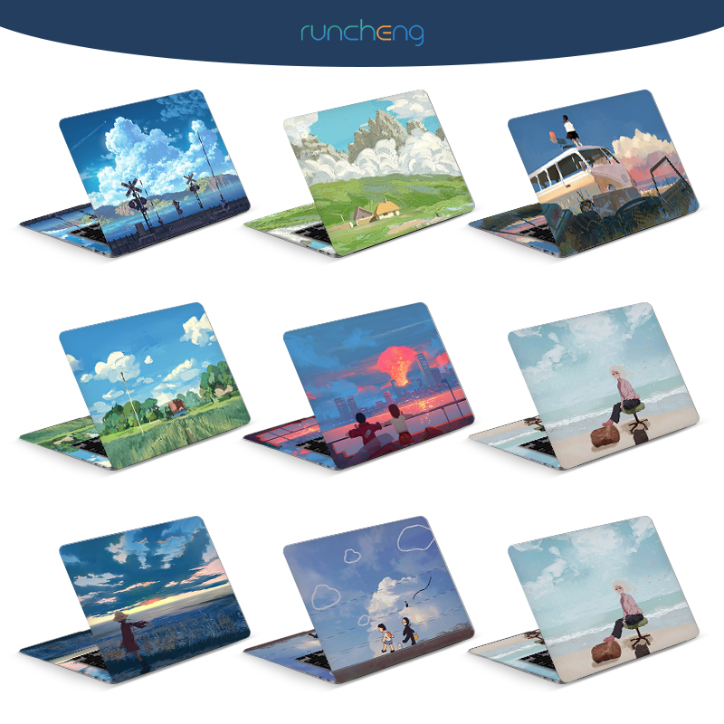 [2ชิ้น] ทําเอง แล็ปท็อปปกสติกเกอร์ อิน สไตล์อะนิเมะภูมิทัศน์สองมิติน่ารักแล็ปท็อปคอมพิวเตอร์สํานักงานนักเรียนหอพักผิวศิลปะรูปลอก 12/13/14/15/17นิ้ว